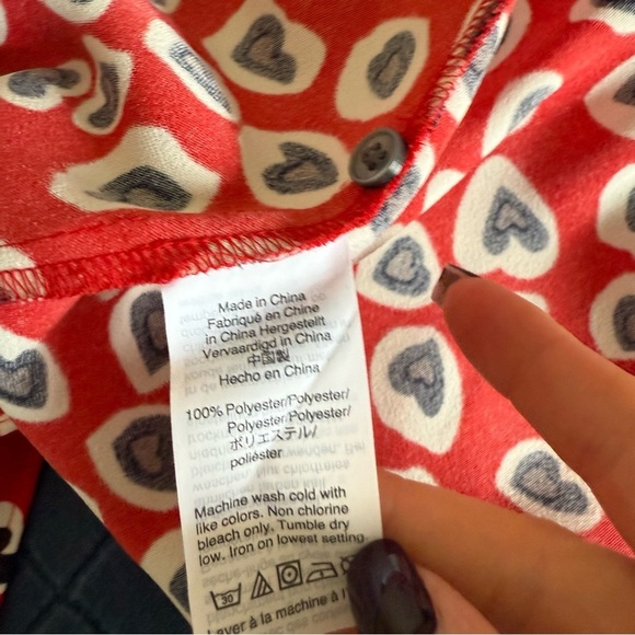 J Crew Heart Print Wrap Blouse Top Size Large - Picture 9 of 12